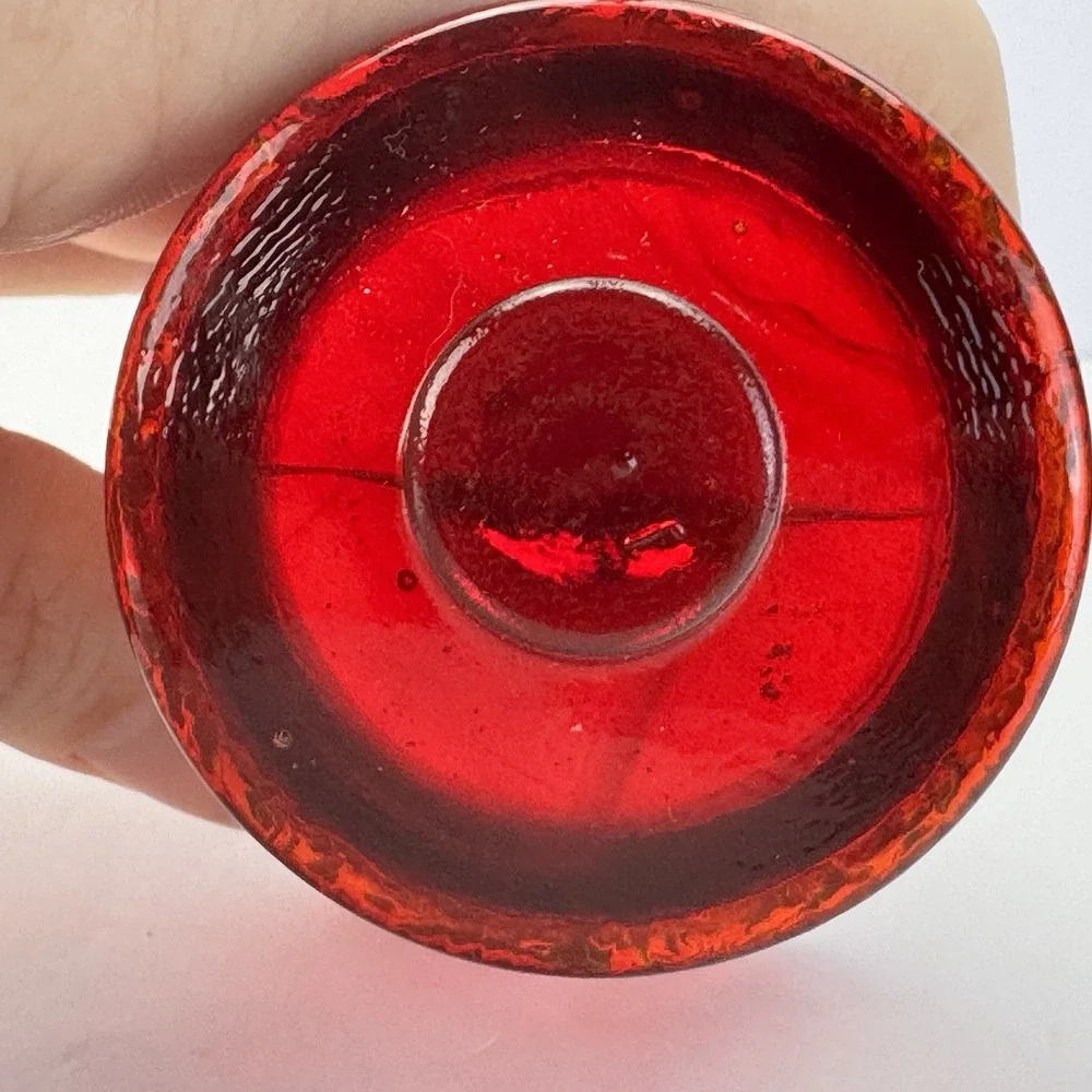 VINTAGE HOMCO RUBY RED GLASS PEG VOTIVE RETRO CANDLEHOLDER (READ) - Picture 6 of 7